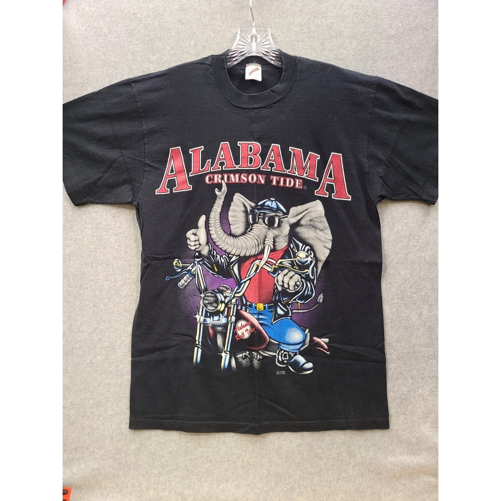 Vintage 90s Alabama Crimson Tide Tshirt Large Jerzees USA Motorcycle Elephant